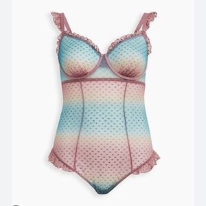 Torrid HEART MESH RUFFLE BODYSUIT Size 3